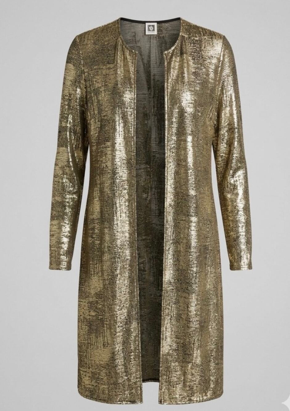 NWT Anne Klein | Metallic gold long open-front lightweight cardigan duster Large